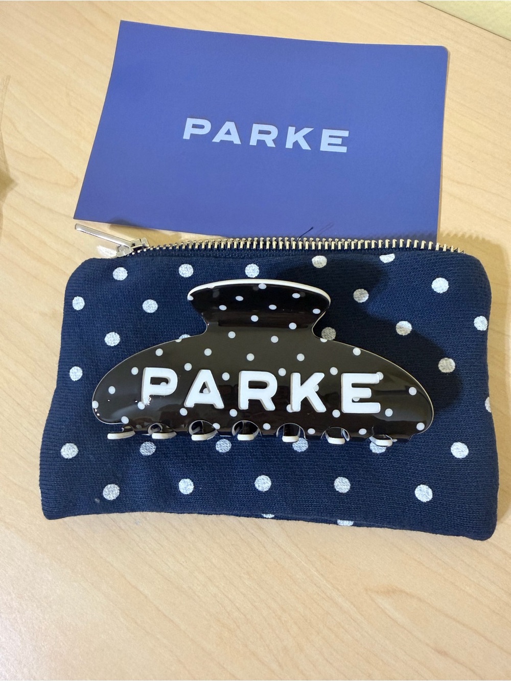 PARKE Black White Polka Dot Claw Clip - Brand New